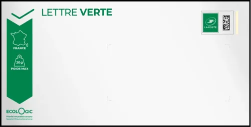 Recto d’une enveloppe Lettre verte